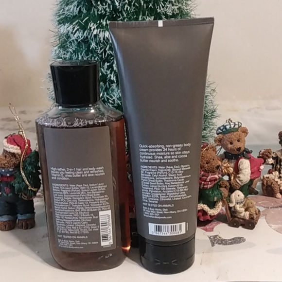 Bath and Body Works Teakwood 2-in-1 Hair+Body Wash 10 FL oz and Body Cream 8 oz - Picture 2 of 4